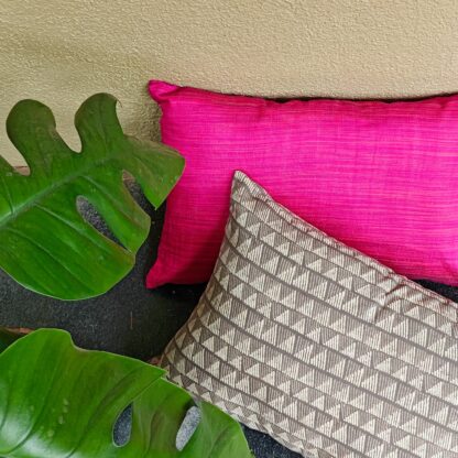 Plain Pink Silk Lumber Cushion - Image 3